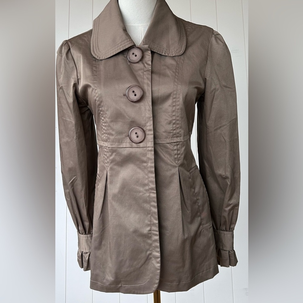 Penny‎ Lane Women’s Short Trench Coat Oversized Buttons Size Small